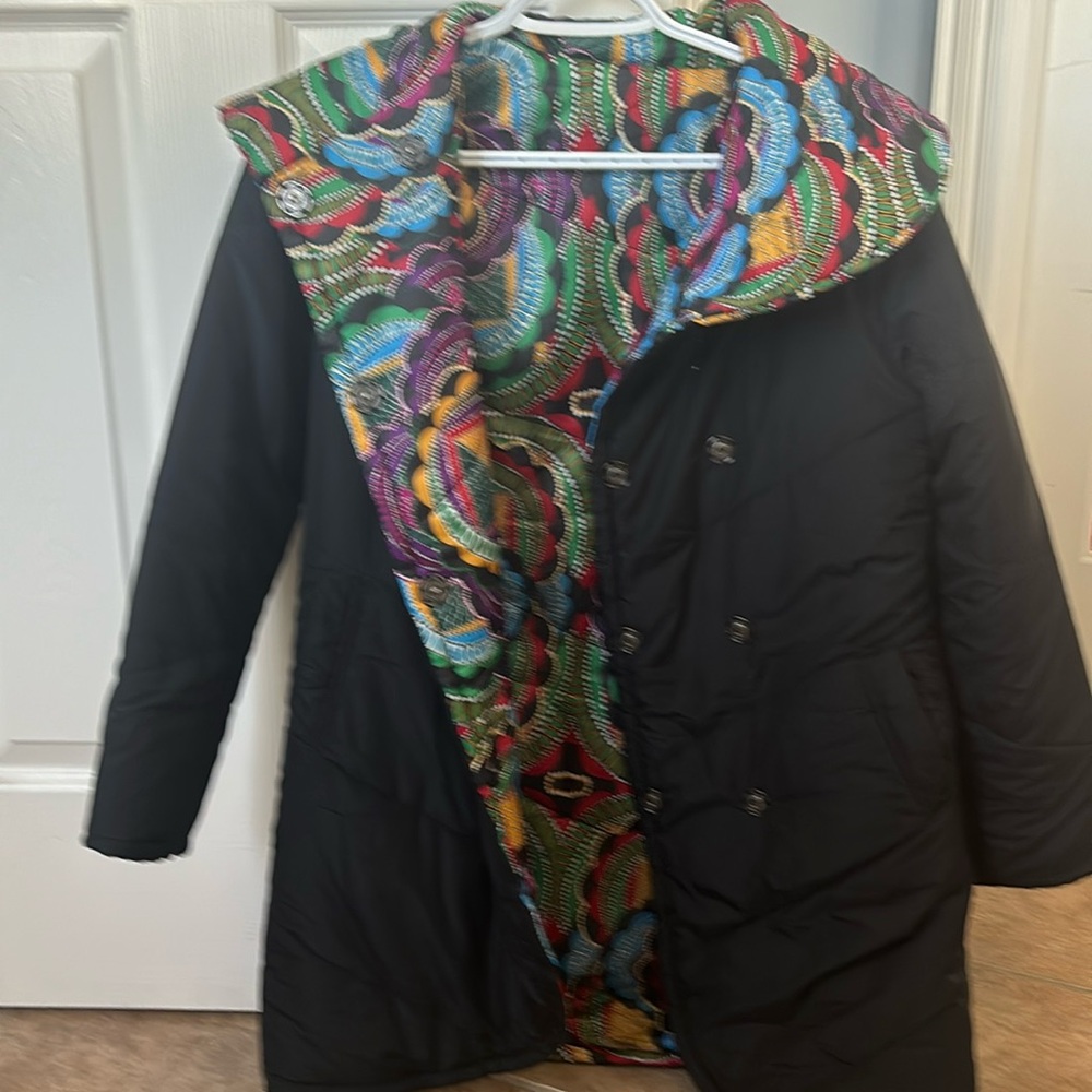 Desigual Button Up Long Puffer Jacket